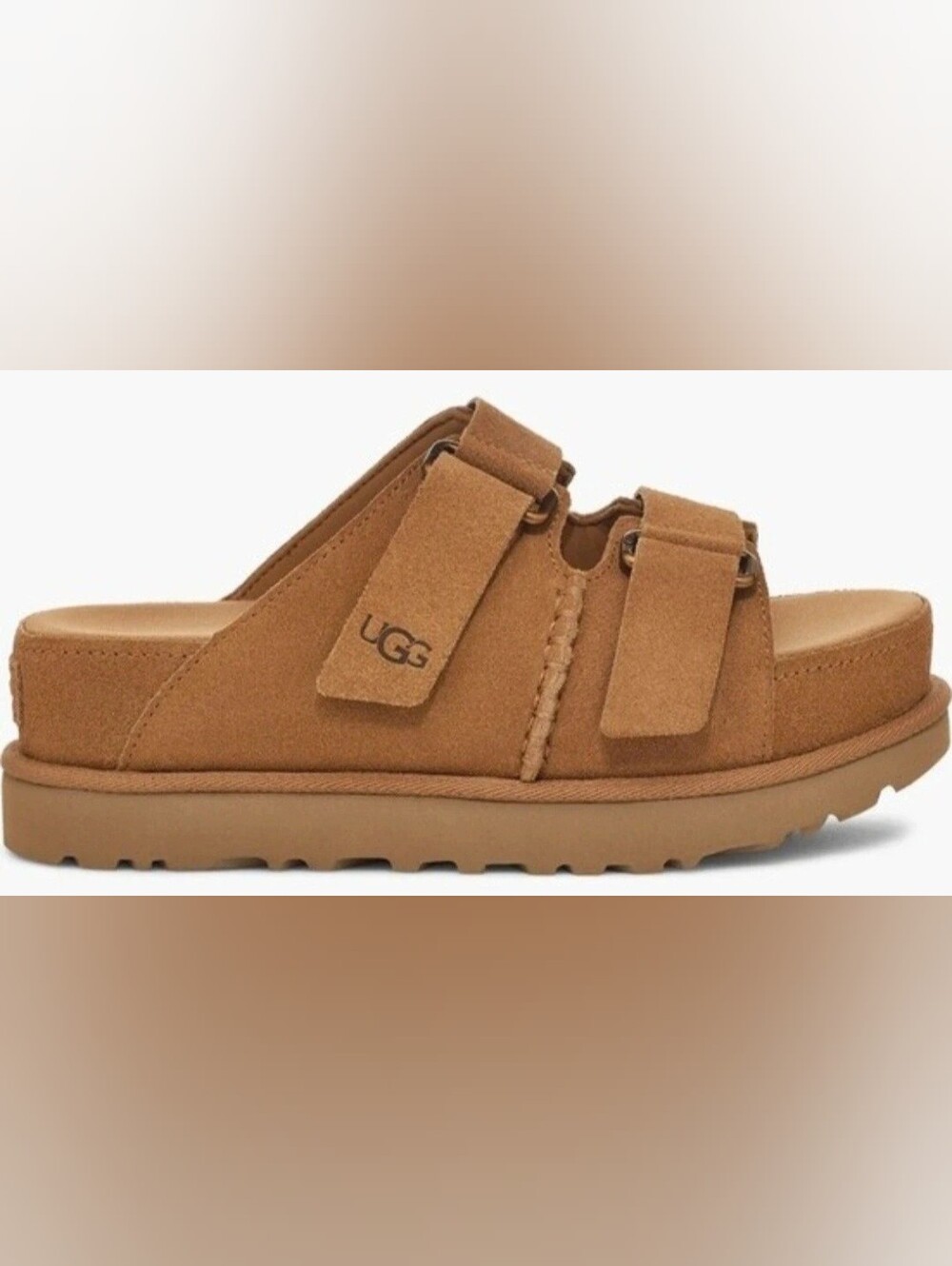 UGG Goldenstar Platform Suede Slide Sandals Size 11